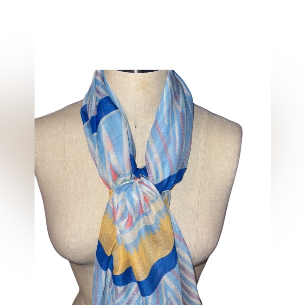 Lulla Collection by Bindya Scarf/Wrap OS Blue, Yellow & Pink